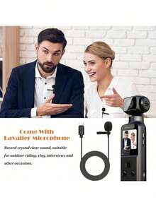 便携式 4K 运动相机，配备 270° 旋转镜头和 1.33 英寸 CMOS - USB 充电，内置麦克风，轻巧设计，适用于 VLOG、直播、户外探险、视频博客 | 旋转镜头相机 | 耐用相机，VLOG 相机