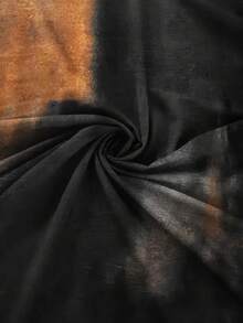 Große Größen Sweatshirt mit englischem Text und Farbverlauf-Muster, Rundhalsausschnitt - Khaki - Übersicht 3