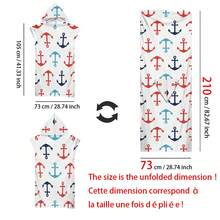 1pc Anchor Hook Rudder Print Hooded Poncho, Ultra-Soft Fiber Beach Blanket & Removable Hooded Beach Robe 2-In-1 With Buttons, Super Absorbent Towel, Suitable For Traveling, Swimming, Diving, Surfing, Yoga, Camping, Available In Multiple Sizes Back To School - Multicolor - View 19