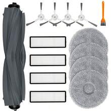 عبوة من 14 إكسسوار متوافق مع مكنسة روبوت Dreame L10s / L10 Ultra / L10 Prime تشمل 1 فرشاة رئيسية، 4 قطع قماش، 4 فلاتر، 4 فرش جانبية، 1 فرشاة تنظيف