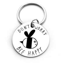 1 pieza Llavero inspirador de moda, material de acero inoxidable, texto clásico grabado, forma redonda con clip de anillo, regalo ideal para seres queridos y amigos