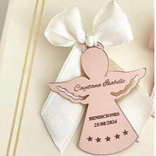 Customized Acrylic Mirror Baptism Angel Label, Personalized Gift Label, Baby Shower Name Tag, Baptism Name Tag, Return Gift Name Tag - Multicolor - View 7