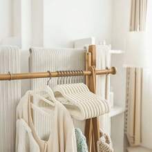 1 pieza Percha de madera con flocado antideslizante, percha de ropa de uso dual seco y húmedo con mayor grosor para almacenamiento en el armario