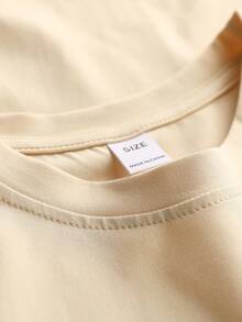 Áo thun ngắn tay rộng rãi, mềm mại, in hình dâu tây và hoa ngọt ngào dành cho bé gái, kiểu dáng thường ngày mùa hè. - Màu be - Xem 4