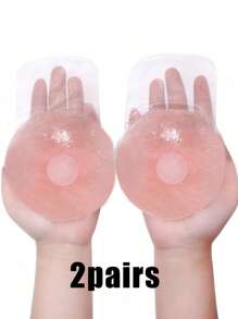 1/2 对加大码可重复使用硅胶乳贴 | 大胸自粘式提胸胶带 | 隐形圆形乳房贴纸，适用于吊带背心/露肩连衣裙，防下垂聚拢型乳贴 - 彩色 - 查看 17