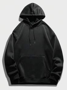 Men's Loose Drawstring Hoodie With Pockets, Printed Design, Casual For Autumn/Winter