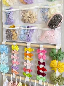 1 pieza Organizador de accesorios para el cabello, soporte para diademas, adecuado para niñas, con ganchos para almacenar pasadores, diademas y accesorios para el cabello, se puede colgar en la pared, ideal para decorar la habitación del bebé, la guardería, la habitación de las niñas, se puede colgar en la pared, la puerta o el armario, un gran regalo para baby shower, recién nacido - Blanco - Ver 8