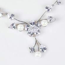 3pcs Silver Color Jewelry Set For Women, Necklace And Earrings, Suitable For Ladies/Brides/Bridesmaids, Fashion Jewelry Set For Festivals, Parties, Weddings, Banquets, Gift (Multiple Colors Available)