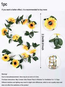 5/3/1 chiếc Vòng hoa dây leo hoa hướng dương nhân tạo, Dây hoa lụa với lá xanh, Cây giả, Thích hợp để trang trí tường, Quà tặng sinh nhật, Vòng hoa dây leo lá hướng dương giả, Trang trí đám cưới ngoài trời - Màu vàng - Xem 8