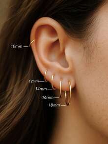 1 Pair Simple Hoop Earrings, 925 Sterling Silver Material, Minimalist Casual Women Earrings, High-Quality Jewelry, Holiday & Birthday Gift, Suitable For Daily Wear - Plain Hoop Earrings - View 1