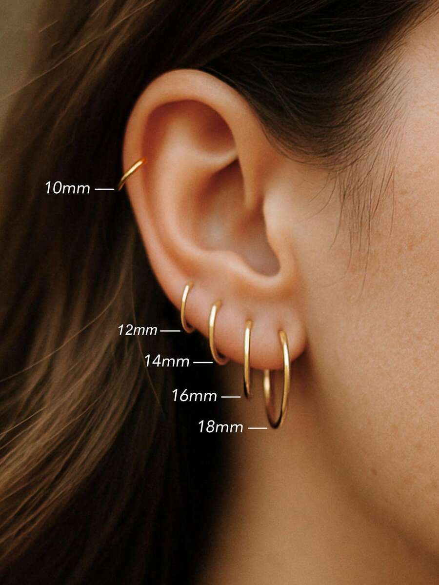 1 Pair Simple Hoop Earrings, 925 Sterling Silver Material, Minimalist Casual Women Earrings, High-Quality Jewelry, Holiday & Birthday Gift, Suitable For Daily Wear - Plain Hoop Earrings - View 1