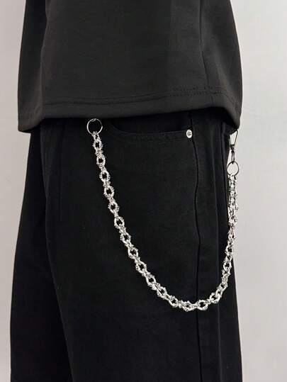 1pc Exaggerated Personalized Men's New Skull Chain Jeans Accessory, Niche Hip Hop Style, Suitable For Music Festivals And Parties