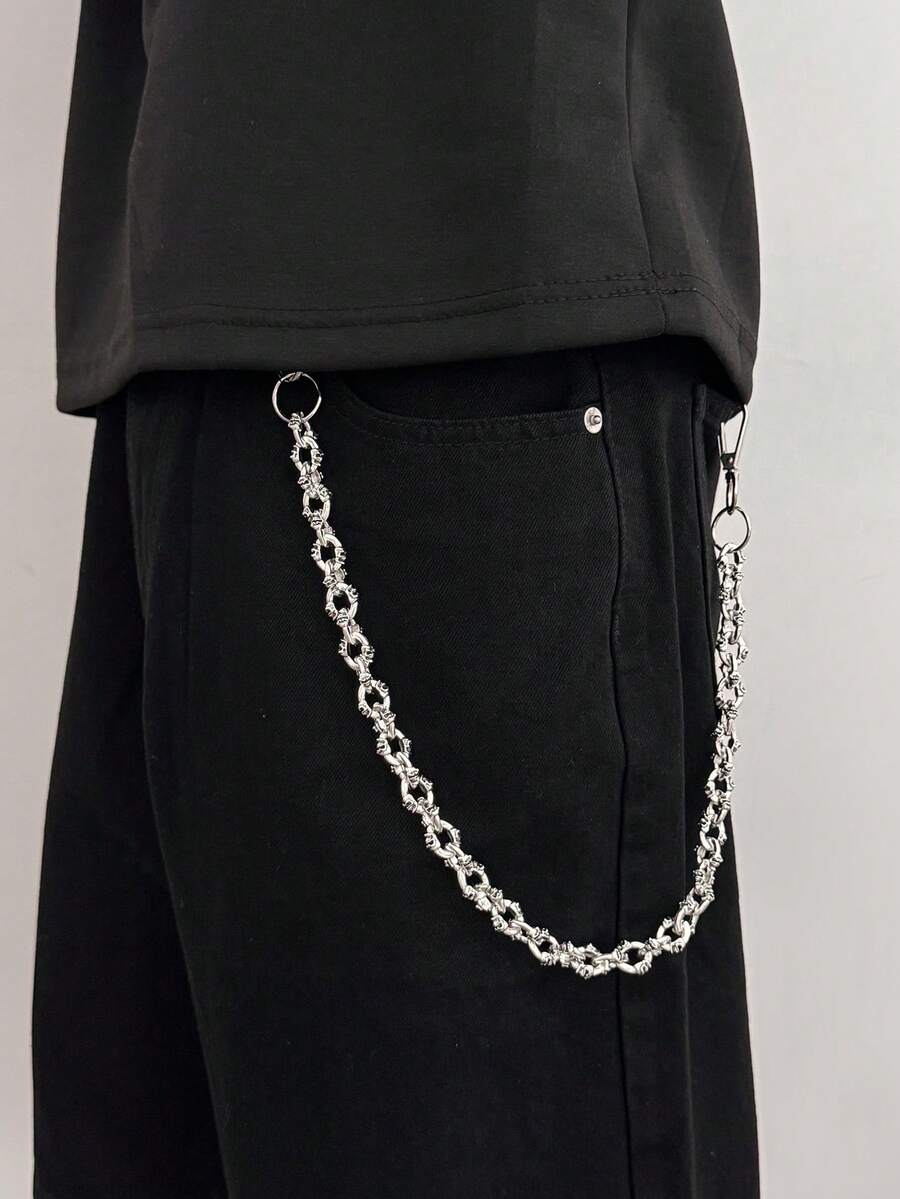 1pc Exaggerated Personalized Men's New Skull Chain Jeans Accessory, Niche Hip Hop Style, Suitable For Music Festivals And Parties - Skull Trouser Chain - View 1