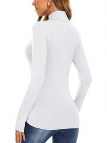 Women's Long Sleeve Mock Turtleneck Tops Casual Slim Fitted Lightweight Under Layer Pullover Shirts