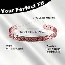 Copper Bracelet For Men Women, Magnetic Bracelets For Men With 3500 Gauss Magnets, Copper Jewelry Adjustable Cuff Bangle For Christmas Gift