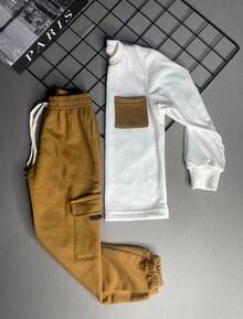 Children's Sweatshirt, Cargo Pants And Jacket Set For Boys And Girls, Autumn Winter - trắng - Xem 2