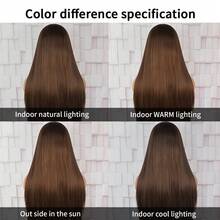 13X4 Long Straight 26 Inch Brown Lace Front Wig Lace Front Synthetic Wig Pre-Plucked Hairline Halloween Wigs Heat Resistant Fiber Hair Silky Straight Wig For Women Cosplay Party Daily Use - 棕色 - 查看 9