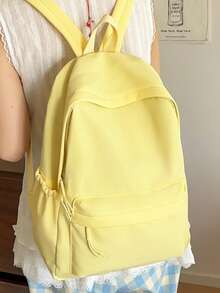 Minimalist Solid Color Backpack, Lightweight Multi-Pocket Large Capacity School Backpack, Travel Backpack, Back To School Backpack - Multicolor - View 15