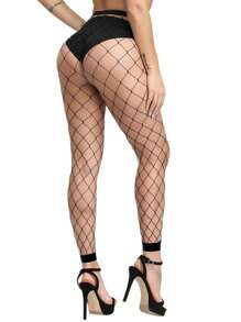 4 pezzi Collant curvi per donna ad alta elasticità, pantaloni skinny, leggings 7/8 in rete traforata, sexy, in tessuto sottile, stile Y2K, colore nero, versatili per primavera/estate, possono essere indossati con gonne/pantaloni