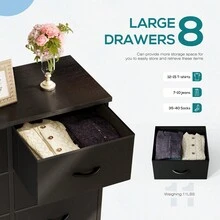Dresser For Bedroom With 8 Drawers Tall Dresser & Chest Of Drawers Fabric Dresser With Wood Top And Sturdy Steel Frame - Black - View 9