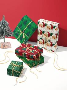 6 件 19.7 英寸 X 27.6 英寸圣诞礼品包装套装：圣诞老人、树木和节日设计，适用于圣诞礼物、节日装饰、派对布置、DIY 工艺品和其他礼品包装 - Santa, Trees & Festive - 查看 3
