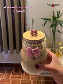 500ml(16.91oz) Butterfly Princess Series Glass Straw Cup - Ideal Gift For Holidays And Birthdays, For Coffee Or Bubble Tea Back To School