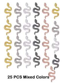 Phụ kiện trang trí móng tay hình rắn màu bạc, động vật rắn, phong cách gợi cảm Y2K, trang trí móng tay, thiết kế tự làm, 5/20/50/100 món, phụ kiện làm móng, đồ trang trí móng, đá quý làm móng - Bạc - Xem 12