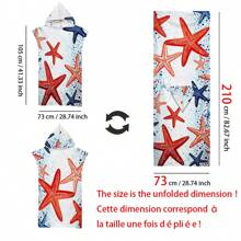 1 件海洋元素连帽印花斗篷、海星贝壳海葵印花沙滩巾、超柔软纤维沙滩毯和带帽沙滩巾二合一纽扣，解开纽扣即可变成沙滩毯、超强吸水毛巾，适合旅行、泳池、潜水、冲浪、瑜伽、露营 - 彩色 - 查看 13