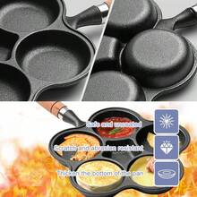 6-Hole Thick Cast Iron Frying Pan, Frying Pan, Multifunctional Breakfast Frying Pan, Uncoated Non Stick Frying Pan, Suitable For All Stoves (Gas, Electricity, Induction), Durable Frying Pan, With Heat-Resistant Handle, Easy To Clean, Family Dinner Supplies, Party Supplies - màu đen - Xem 4