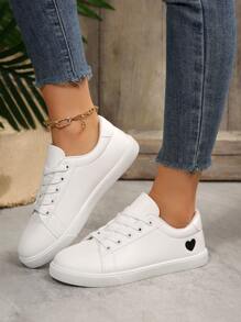 2025 Spring New Women's White Student Sneakers, Fashion Versatile Casual Sports Shoes, Ins Skateboard Shoes - White - View 3