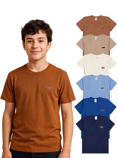 Kit 3 Camiseta Juvenil Menino Básica Infantil 100% Algodão Tamanho 1 a 16