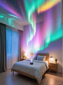 LED Festive Atmosphere Projection Lamp, With USB Plug-In And Remote Control, Easily Creates Aurora/Wave Pattern Atmosphere Lamps In The Room. Suitable For Immersive Viewing In The Living Room, Cozy Rest In The Bedroom, And Lively Celebration At Parties. Using Light And Shadow To Infuse The Home With Dynamic And Romantic Atmosphere.