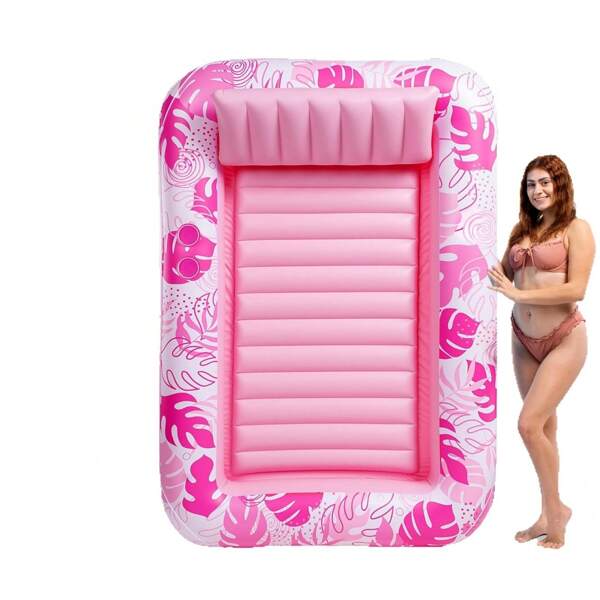 Inflatable Water Floating Row, Pool Float - 76 Inch Large Beach Tanning Float, PVC Material, Sunbathing Water Float With Drink Holder, Inflatable Pillow - River Lake Tanning Floating Swimming Mat, Suitable For Seaside Vacation, Pool Float, Courtyard Pool00000