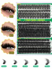 305 Stück Büschel Wimpernverlängerung, D-Locken Flauschige Wimpern, 60D+80D+100D Einzelwimpern, Dicke Wimpernverlängerung, Wimpernverlängerung, D-Locken Einzelwimpern, 9-18mm dünne Wimpern geeignet für Anfänger, Halloween, Weihnachten