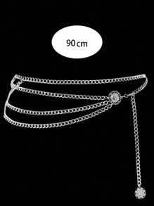 Street 1pc Alloy Multi-Layer Exaggerated Waist Chain With Queen Head Design Halloween Summer, School Fall, Autumn, Halloween - Silver - View 6