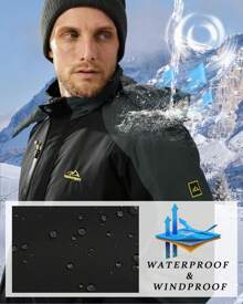 Cotrasen Men's Waterproof Ski Jackets With Detachable Hat Winter Windproof Hiking Raincoat