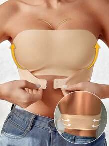 Women Seamless Button Front Bras Strapless Bralette Without Chest Cushion Tube Top No Pad Bandeau Bra Non Slip Push Up Comfortable Bras