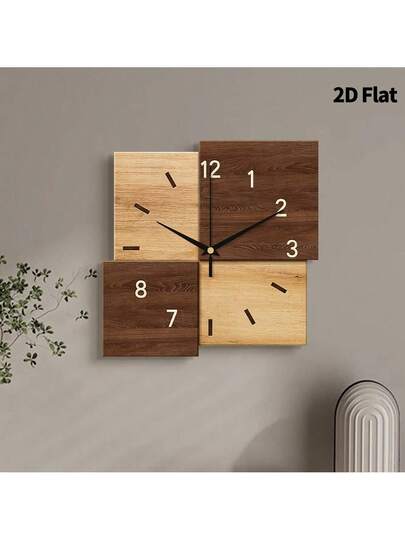 2D Flat, 1pc Creative Log Art ative Wand Clock, Super Silent Quartz Movement, No Ticking Sound, Klok Living Room, Bedroom, Office, Kitchen Cafe, Perfect Home ations Room view 8