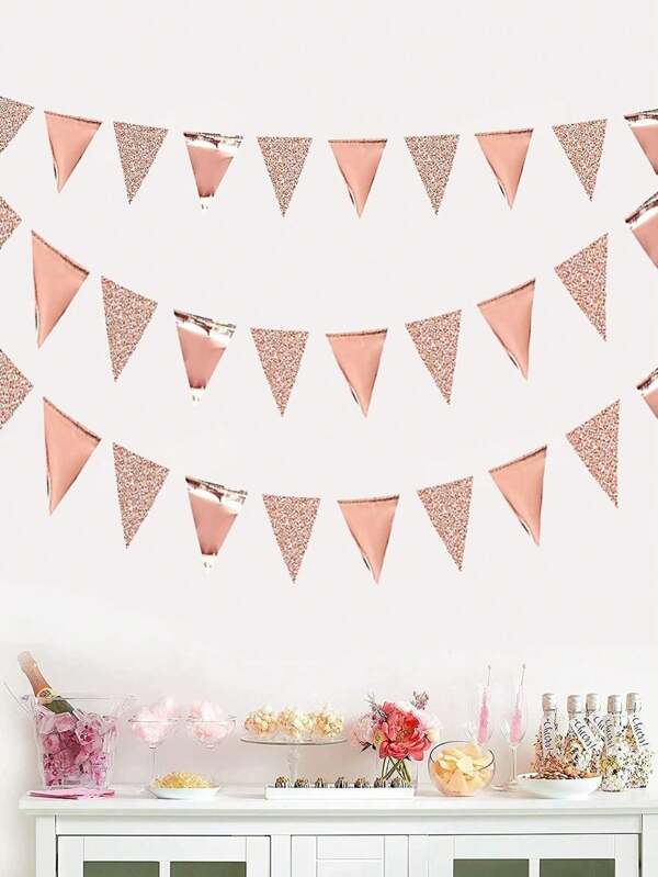 1pc 4m Silver Confetti Triangle Pennant Banner, Party Pennant, Party Decor, Holiday Decor, Bunting