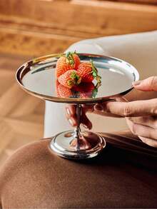 1 PC 6-Inch Circular Cake Stand, Dessert And Fruit Tray,Stainless Steel Trays Are Suitable For Holiday Events Such As Weddings, Parties, Christmas, Birthdays, Etc - Silver - View 4