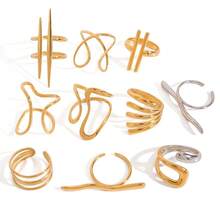 New 18K Stainless Steel Fashion Ring, The Opening Design Can Be Adjusted In Size - Vàng - Xem 2
