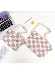 韩版格子 iPad 内胆包，13/14 英寸笔记本电脑包，10/11 英寸平板电脑内胆包，单肩包和斜挎包 - 彩色 - 查看 10