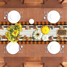 1/108pcs Autumn Thanksgiving Fall Leaves, Slogans, Plaid Pattern Digital Print Tabletop Decor Table Runner - Thanksgiving Family Gathering Atmosphere Decor, Suitable For Holiday Parties, Gifts, Autumn Harvest Season Decoration