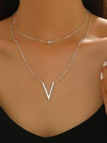 1pc Heart-Shaped Lock Pendant Multi-Layer Necklace, Suitable For Women's Daily Wear, Suitable For Parties And Gifts
