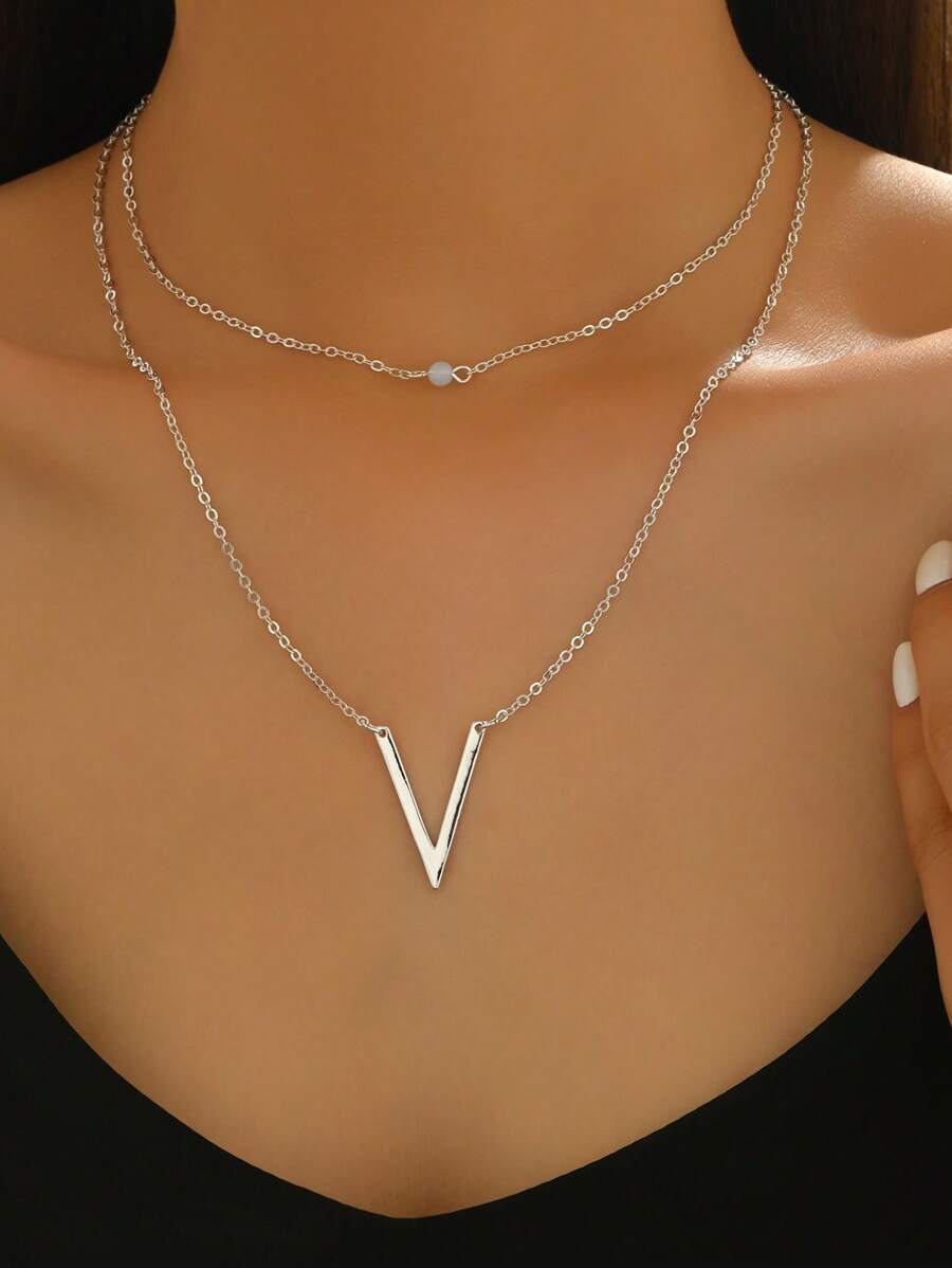 1pc Heart-Shaped Lock Pendant Multi-Layer Necklace, Suitable For Women's Daily Wear, Suitable For Parties And Gifts