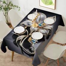 Bộ 4/6/5/7 tấm bọc ghế và khăn trải bàn họa tiết hoa đá quý bạc cao cấp, 4 tấm (4 tấm bọc ghế), 6 tấm (6 tấm bọc ghế), 5 tấm (1 khăn trải bàn + 4 tấm bọc ghế), 7 tấm (1 khăn trải bàn + 6 tấm bọc ghế), Trang trí bàn ăn hình chữ nhật và ghế, Thanh lịch và có thể tháo rời, Thích hợp cho gia đình, nhà hàng, khách sạn - Nhiều màu - Xem 3