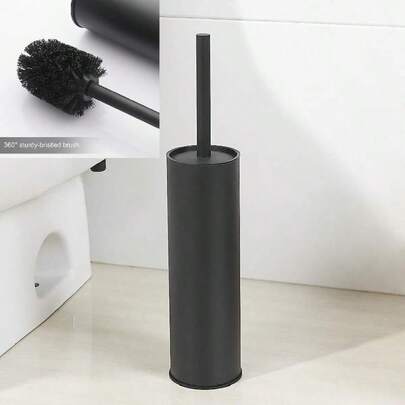 Bathroom Stainless Steel Black Toilet Brush Set,Toilet Bowl Brush And Holder Odor Resistant Long Tube Home Supplies