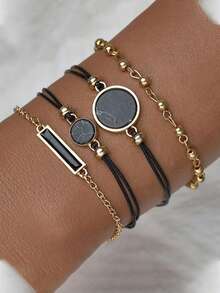 Nuevo conjunto de relojes minimalista, reloj de cuarzo con correa de piel de PU, conjunto de reloj de mujer con pulsera