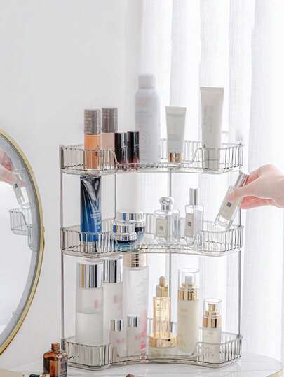 Hộp đựng mỹ phẩm cao cấp 3/2 tầng, kệ trang điểm hình tam giác, hộp đựng mỹ phẩm và son môi bằng nhựa trong suốt, kệ đựng mỹ phẩm nhiều tầng, kệ đựng nước hoa, thích hợp để đựng nước hoa, son môi, kem nền và các sản phẩm chăm sóc da trong phòng tắm hoặc bàn trang điểm.