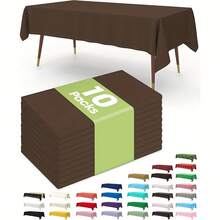 5/10 قطعة من أغطية الطاولة البلاستيكية القابلة للتخلص منها باللون البني، مناسبة لحفلات عيد الميلاد والزفاف والتجمعات العائلية وديكور الغرف